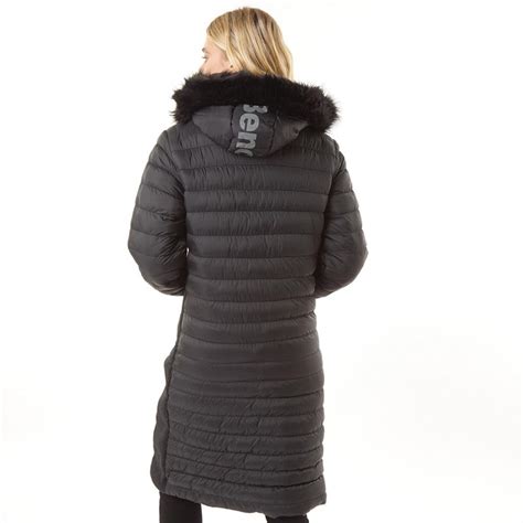 Buy Bench Womens Olive Long Length Puffer Jacket Black