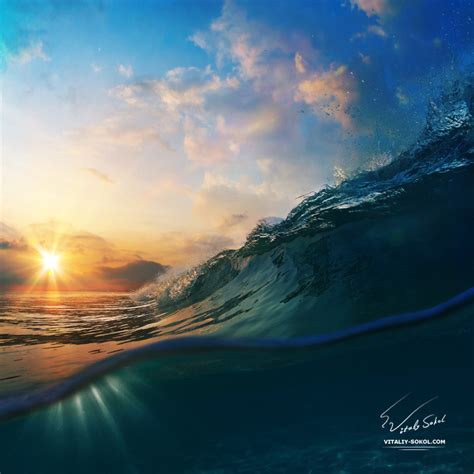 Sunset On The Beach With Breaking Ocean Wave By Vitaliy Sokol 500px