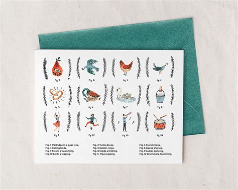 12 days of christmas card illustrated holiday greeting card