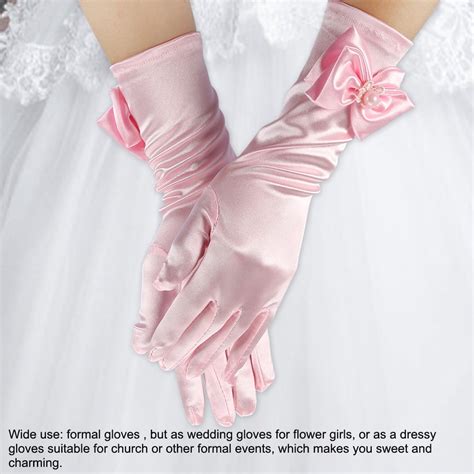 Faginey Faginey Girls Satin Gloves Princess Dress Up Bows Gloves For Performance Party