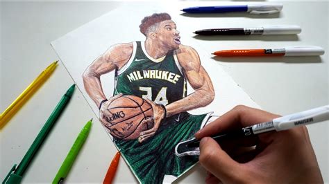 Drawing Giannis Antetokounmpo - Milwaukee Bucks - YouTube