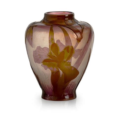 Emile Galle Iris Fire Polished Cameo Glass Vase French Glass