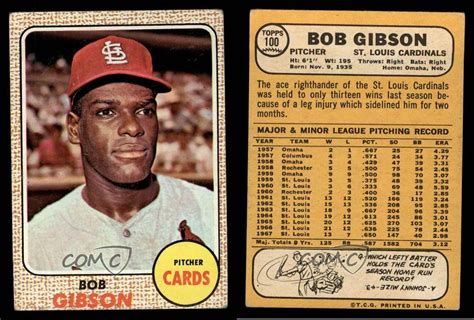 1968 Topps 100 Bob Gibson St Louis Cardinals Baseball Card Ebay