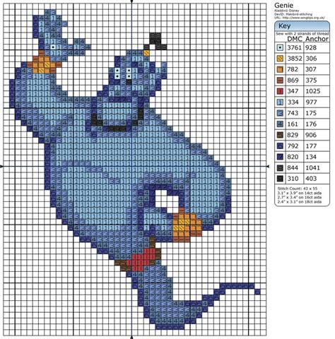 Where to buy disney cross stitch patterns. Aladdin - Genie | Disney cross stitch patterns, Cross ...