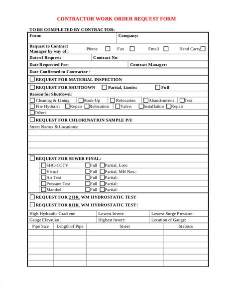 Free 20 Work Order Forms In Pdf Excel Ms Word