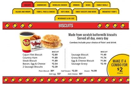 Cut with an oversized biscuit cutter (about 3 inches). Download Bojangles Menu Prices | Breakfast | Nutrition ...