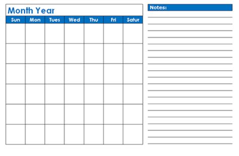 9 Printable Monthly Calendar Template Template Free Download