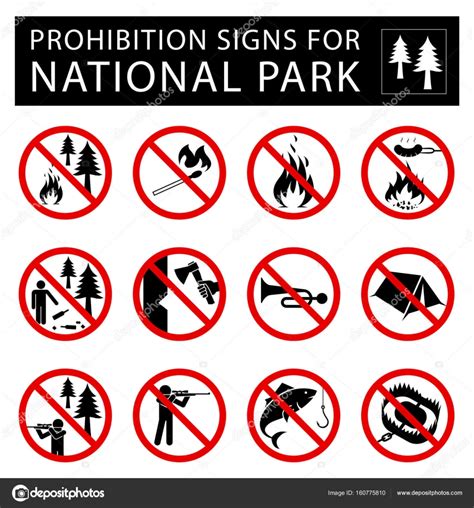Zestaw Znaki Zakazu Dla Parku Narodowego Stock Vector By ©dejanj02