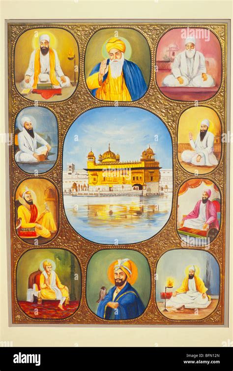 Sikh 10 Avatar Ten Reincarnations Guru Paper Painting Stock Photo Alamy