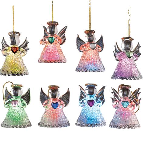 Collections Etc Color Changing Glass Angel Ornaments Set Of 8