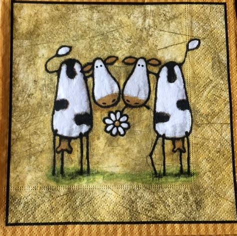 Decoupage Napkins41 Free Single Paper Napkinstwo Cows 13 Inches