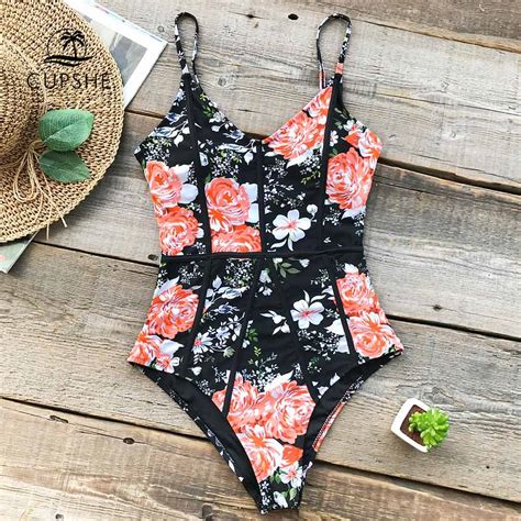 Buy Cupshe Hidden Fragrance Flora Print One Piece Swimsuit Back Cutout V Neck