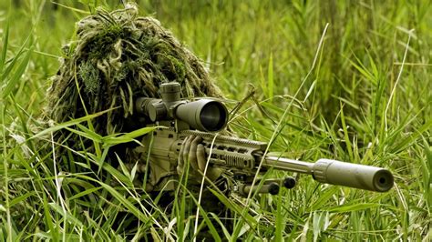 Download Sniper In Grass Camouflage Wallpaper