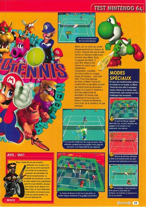 scan of the review of mario tennis published in the magazine consoles 105