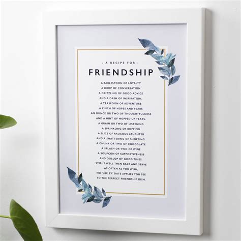 Friendship Recipe Poem Print By Bespoke Verse