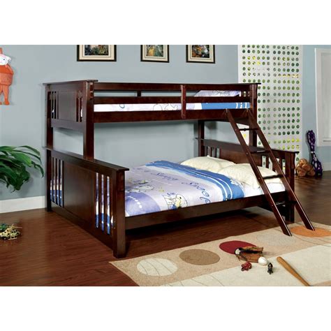 Spring Creek Dark Walnut Extra Large Twin Over Queen Bunk Bed From Furniture Of America Cm