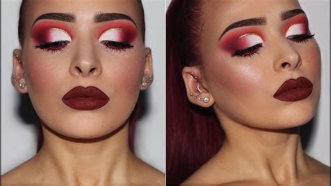 Cranberry Red Half Cut Crease Makeup Tutorial Youtube