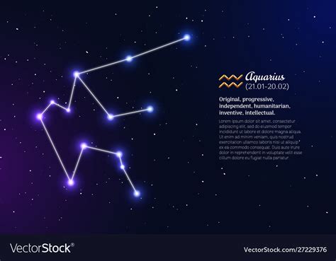 Aquarius Zodiacal Constellation With Bright Stars Vector Image
