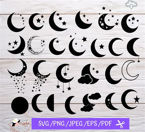 Moon Phases Svg Bundle Svg Files For Cricut Instant Etsy