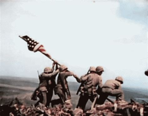 Wwii Raising The Us Flag At Iwo Jima 1945  Matthews Island Of