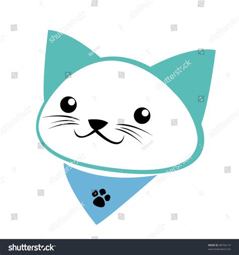 Cute Cat Face Cartoon Isolated Stock Illustration 88756174 - Shutterstock