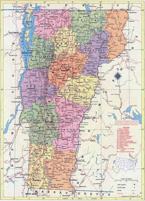 Vermont Map Instant Download Printable Map Vintage Map Home Decor