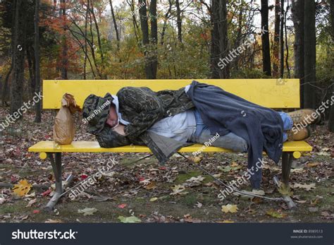 Man Sleeping On A Park Bench Stock Photo 8989513 Shutterstock