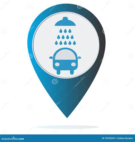 Car Wash Icon On Map Pointer Stock Vector Illustration Of Disinfect