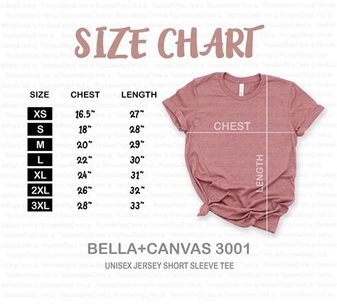 Bella Canvas Size Chart Bella Canvas Size Chart Bella Etsy Uk
