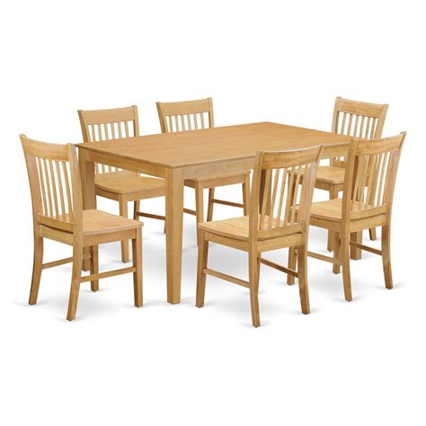 East West Furniture Capris 7 Piece Rectangular Dining Table Set With