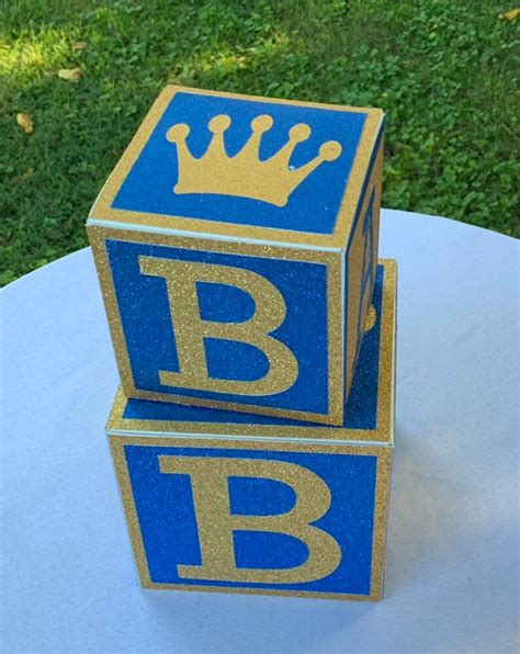 Baby Block Centerpiece For Boy Baby Shower 2 Royal Blue And Etsy Sweden