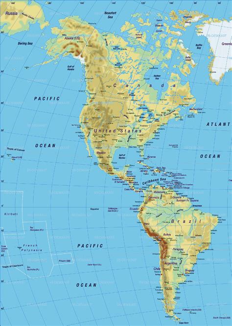 Mapa De América Político Físico Regiones Norte Centro Sur