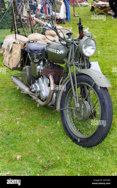 1942 Bsa M20 Motorcycle In World War Ii Miltary Colours And Khaki