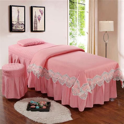 4pcs Pure Cotton Lace Bedding Set For Beauty Salon Tuina Massage