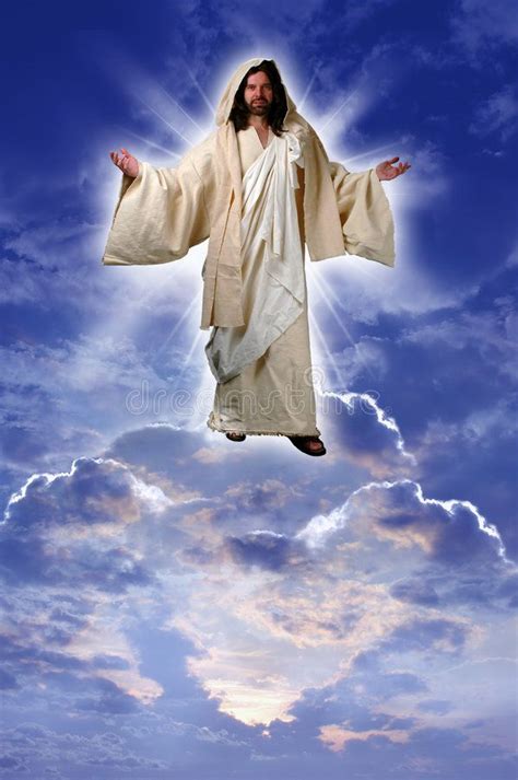 Jesus On A Cloud Taken Up To Heaven After His Resurrection According