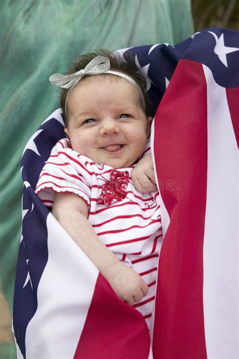 Baby Girl On American Flag Editorial Photography Image Of People