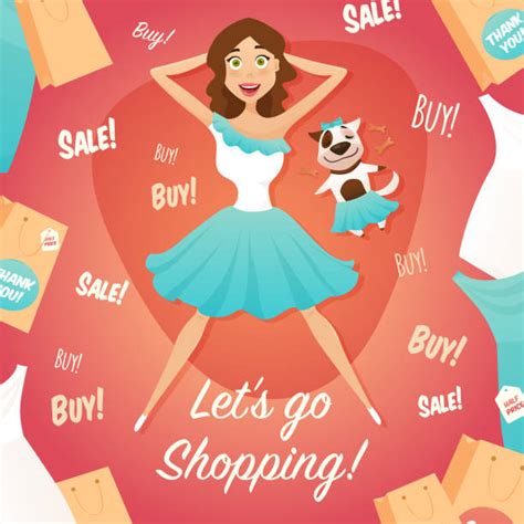 Girl With Shopping Bag Illustrations Royalty Free Vector Graphics