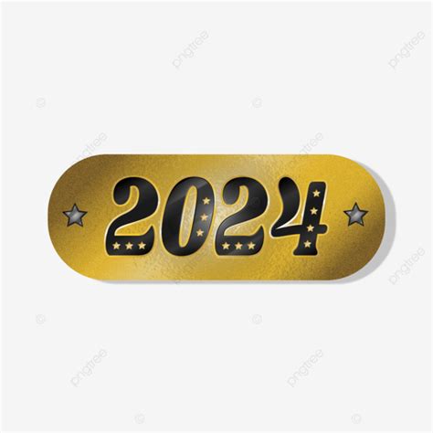 2024 Texto Brilhante Com Moldura Dourada Vetor PNG 2024 Preto
