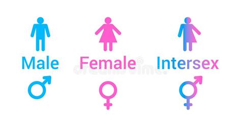 Vector Flat Set Of Gender Male Female And Intersex Icons Stock Vector Illustration Of
