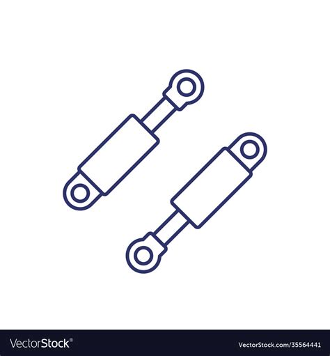 Hydraulic Cylinders Line Icon On White Royalty Free Vector