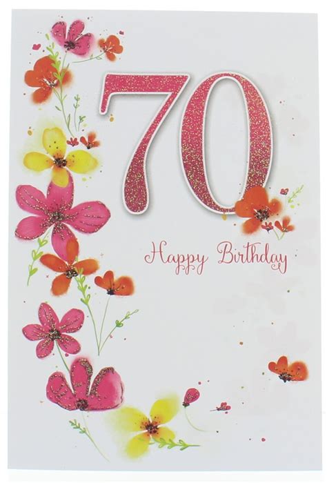 Age 70 Female Birthday Card 70th Birthday Flowers And Pink Glitter 70 775x525
