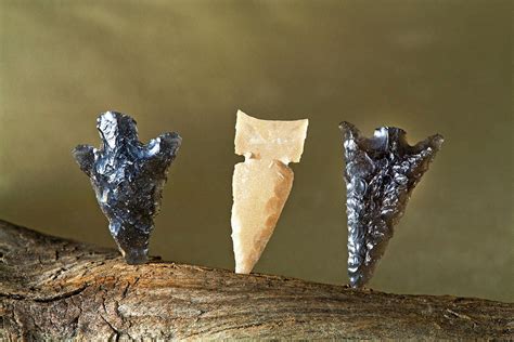 Bird Point Obsidian And Chert Prehistoric Indian Arrowheads Photograph