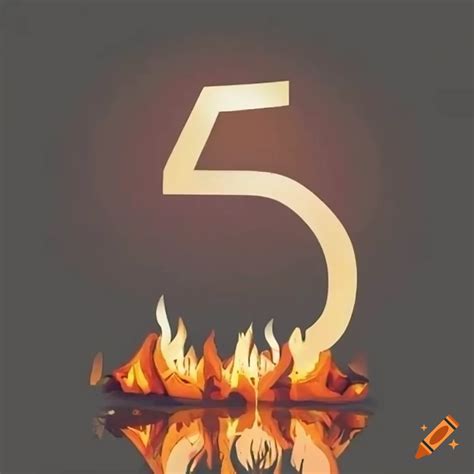 Number 5 Symbol Over A Bonfire