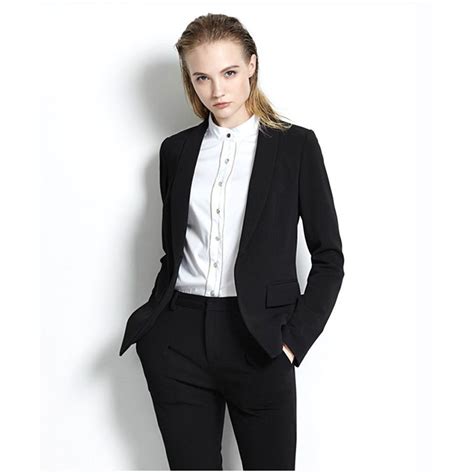 Black Womens Business Suits Office Uniform Designs Women Trouser Suit