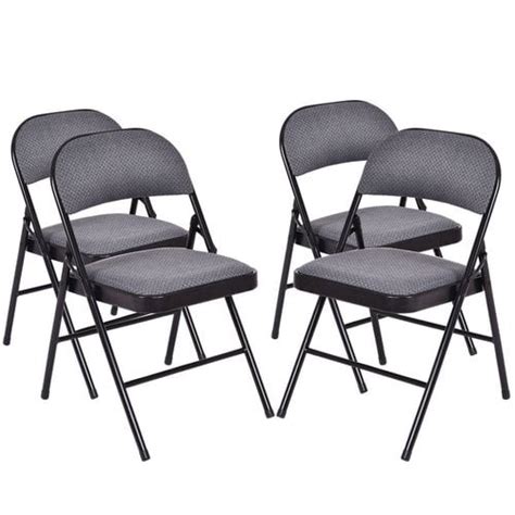 Costway Fabric Padded Folding Chair Set Of 4