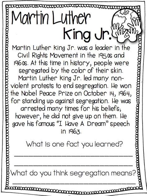 Worksheets On Martin Luther King Jr