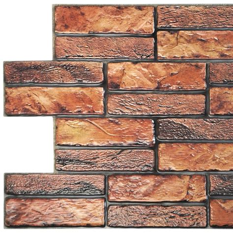Dundee Decos Brown Red Faux Old Brick Pvc 3d Wall Panel 32 Ft X 16