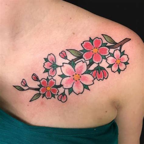 Cherry blossom tattoo designs & their meaning. 250+ Japanese Cherry Blossom Tattoo Designs With Meanings ...