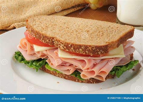 Ham And Swiss Sandwich Stock Photo Image Of Bread Supper 25837100