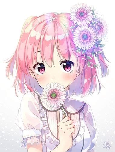 Freetoedit Anime Girl Pink Kawaii Cute Fanart Flower